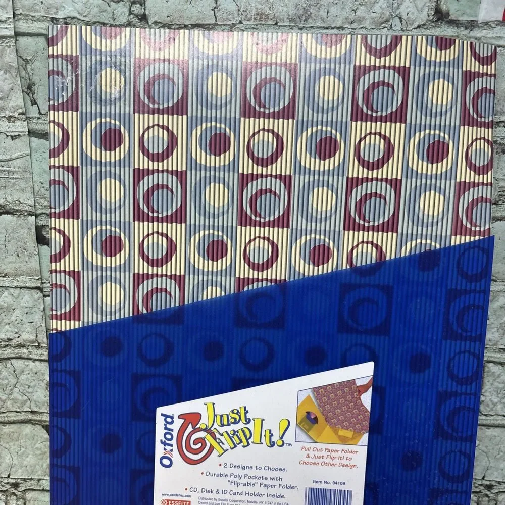 Y2K 2001 Oxford Just Flip It Folder Blue & Pink Retro School Supplies NOS Lot 2